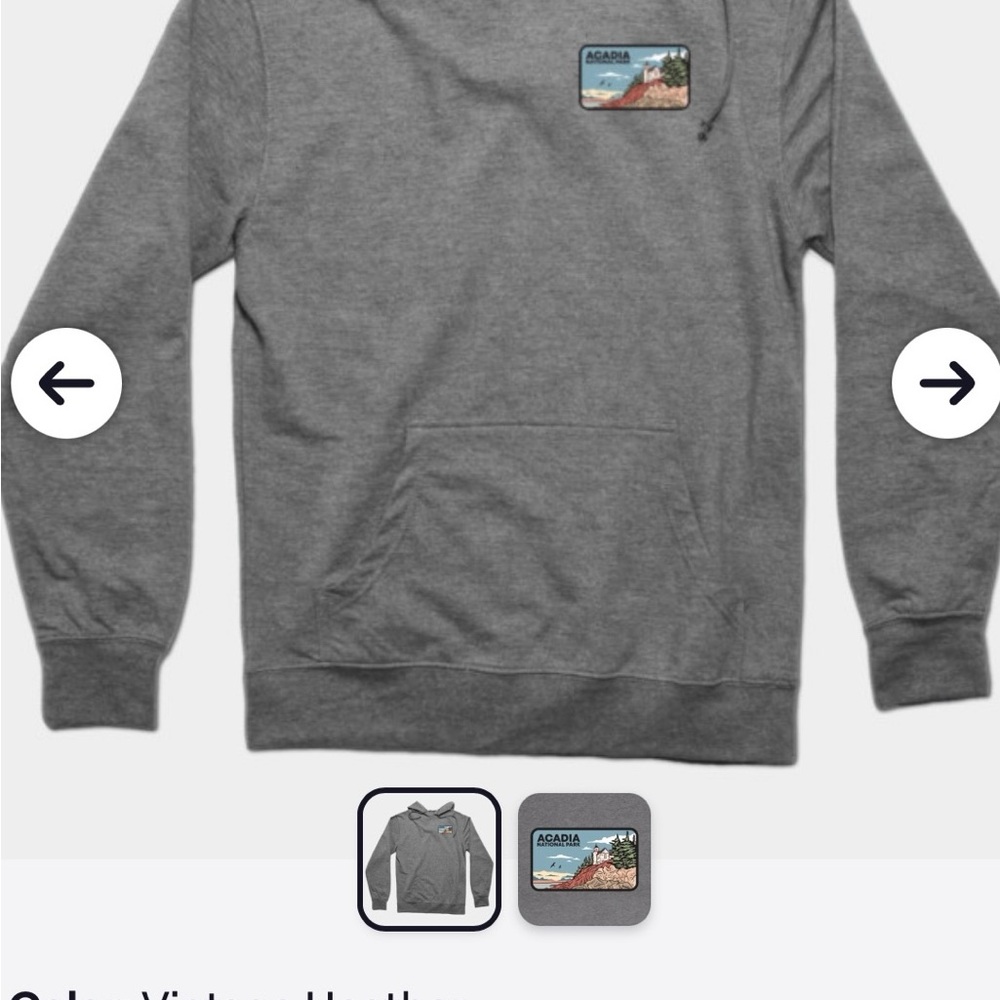 Men's Acadia National Park Gray Hoodie Large new without tag